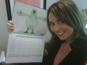 Carlie pimping the 2010 Linux Journal wall calendar.